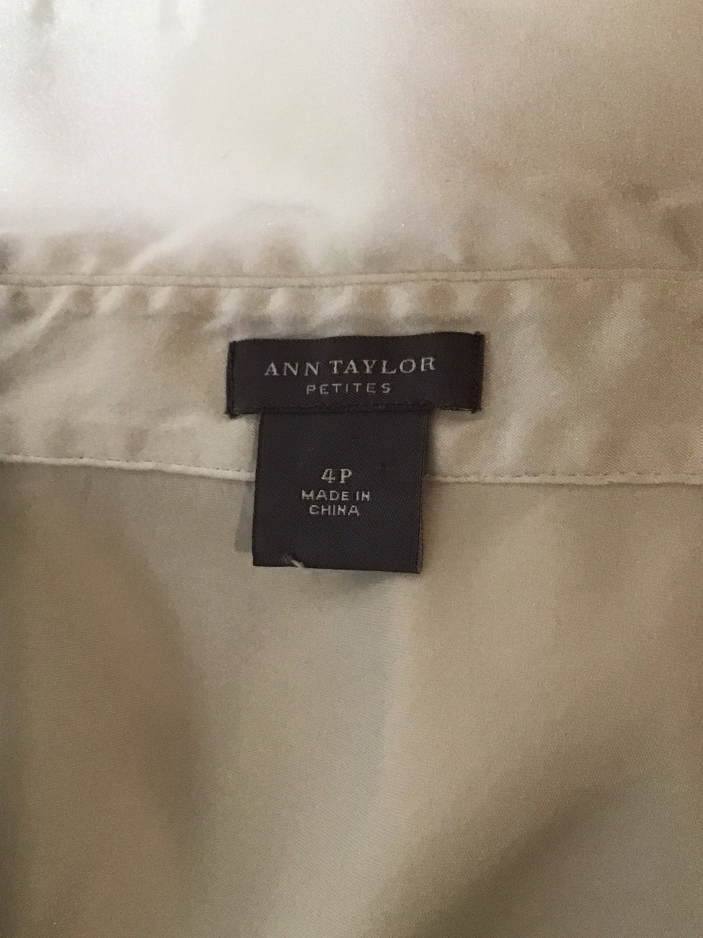 Ann Taylor Silk Button-Down Ivory Shirt 4P - Picture 6 of 8